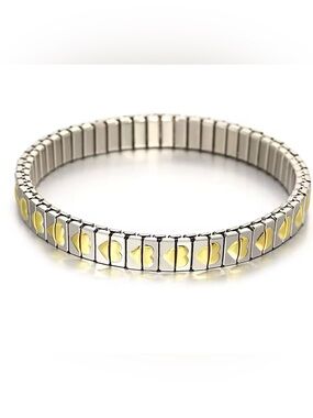 Anthropologie Silver Stretch Bracelet with Yellow Heart Inlays